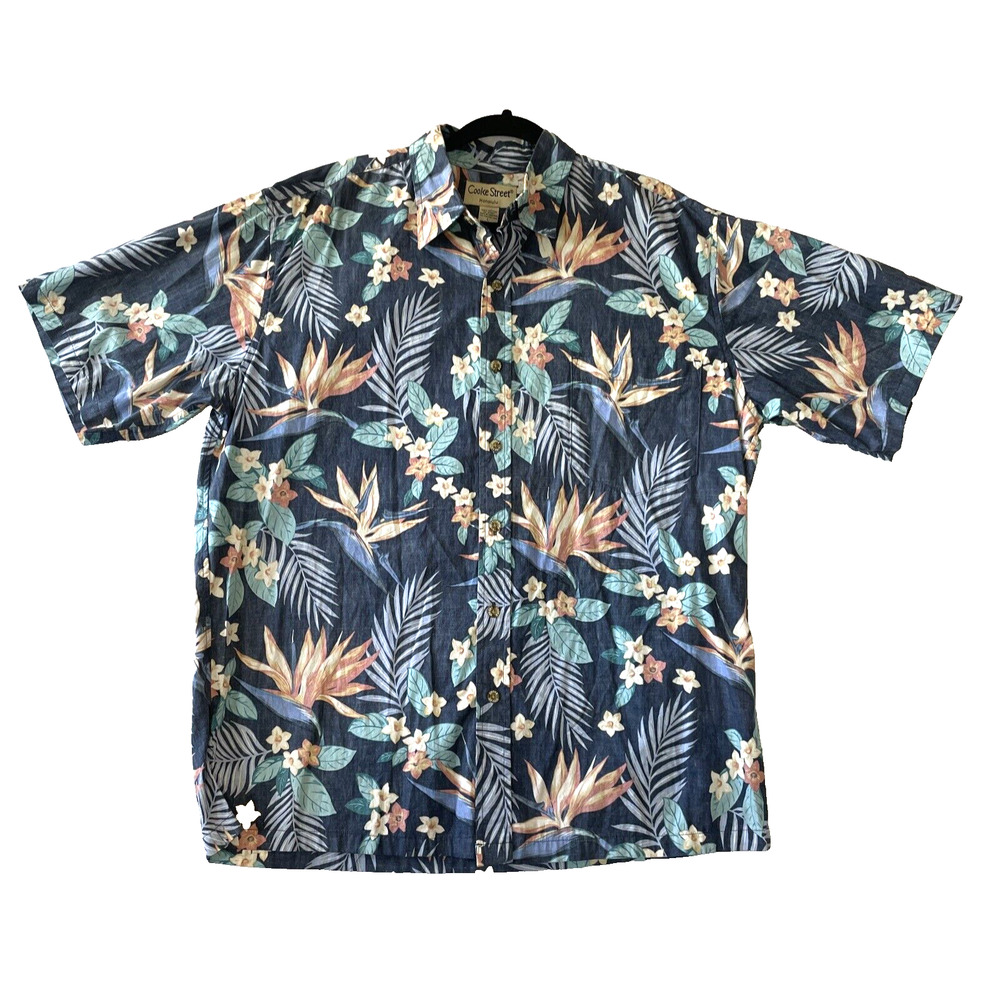 Cooke Street Mens Hawaiian Shirt Size L Button Up Short Sleeve Reverse Print